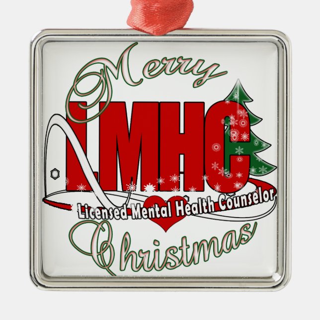 LMHC CHRISTMAS Licensed Mental Health Counsellor Metal Tree Decoration (Front)