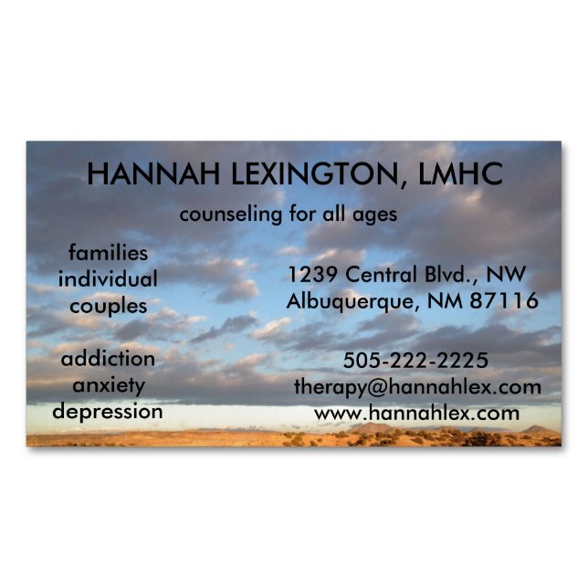 LMHC Counsellor Magnet, advertising networking Magnetic Business Card (Front)