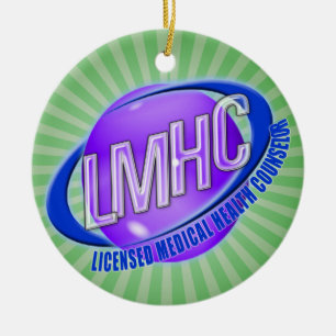 LMHC SWOOSH LICENSED MEDICAL HEALTH COUNSELOR CERAMIC TREE DECORATION