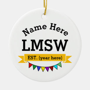 LMSW Gift Licensed Master Social Worker Ceramic Tree Decoration