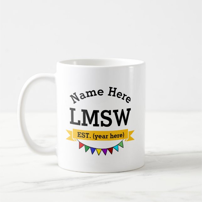 LMSW Licensed Master Social Worker Personalised Coffee Mug (Left)