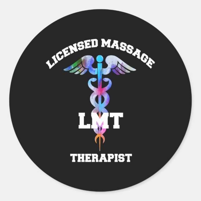 Lmt Massage Therapist Caduceus Classic Round Sticker (Front)