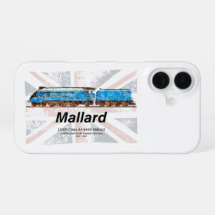 LNER Class A4 Mallard locomotive profile with flag iPhone 16 Case