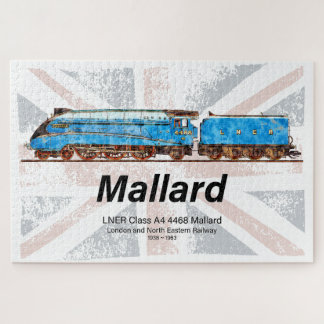 LNER Class A4 Mallard locomotive profile with flag Jigsaw Puzzle