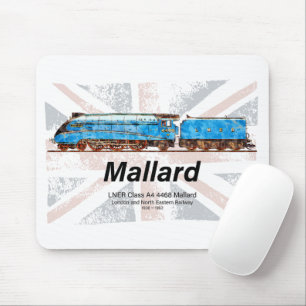 LNER Class A4 Mallard locomotive profile with flag Mouse Mat