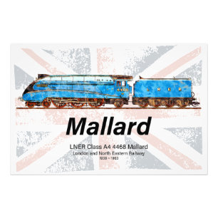 LNER Class A4 Mallard locomotive profile with flag Photo Print