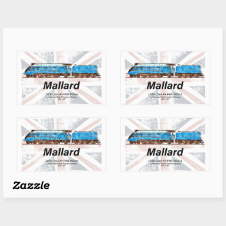 LNER Class A4 Mallard locomotive profile with flag Rectangular Sticker