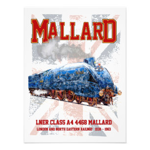 LNER Class A4 Mallard locomotive Union Jack flag Photo Print