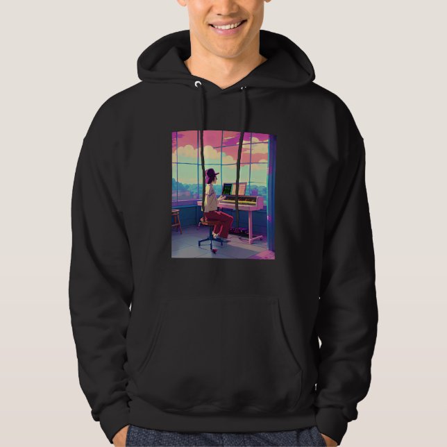 Lo fi hip hop chillhop chill beats aesthetics hoodie (Front)