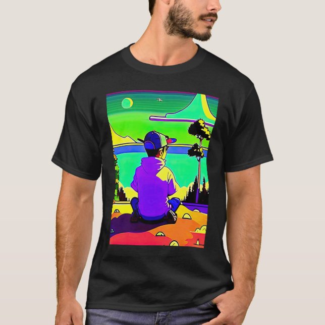 Lo fi hip hop chillhop chill beats lofi aesthetics T-Shirt (Front)