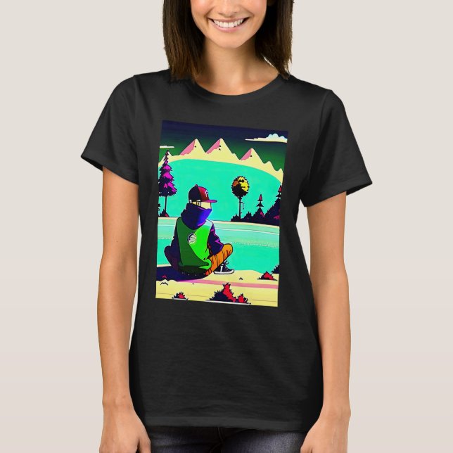Lo fi hip hop chillhop chill beats lofi aesthetics T-Shirt (Front)