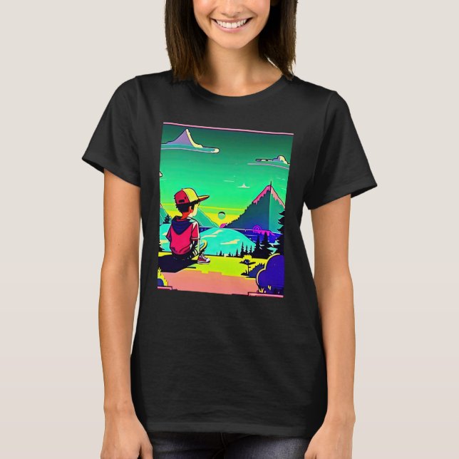 Lo fi hip hop chillhop chill beats lofi aesthetics T-Shirt (Front)