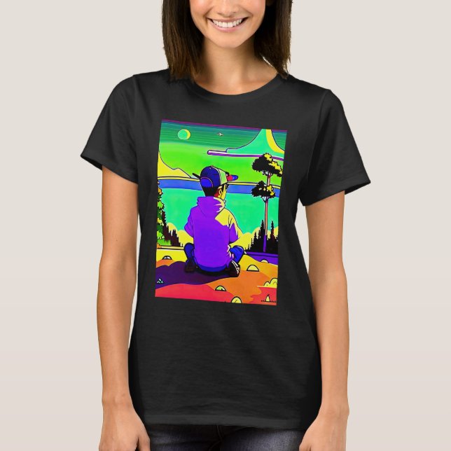 Lo fi hip hop chillhop chill beats lofi aesthetics T-Shirt (Front)