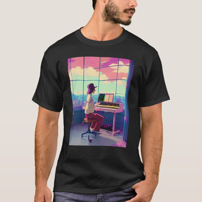 Lo fi hip hop chillhop chill beats lofi aesthetics T-Shirt (Front)