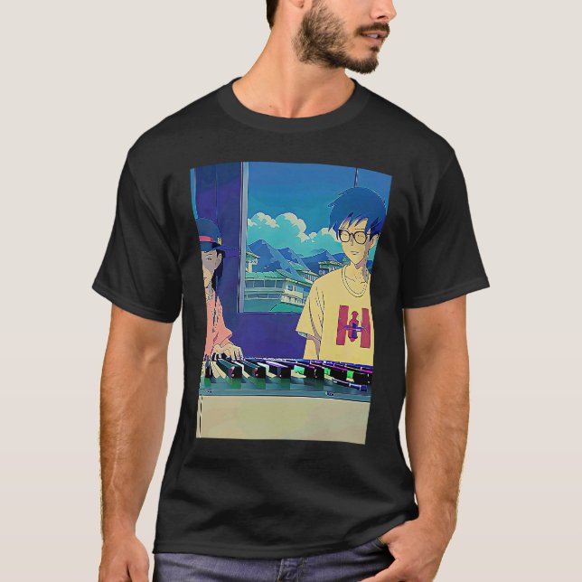 Lo fi hip hop chillhop chill beats lofi aesthetics T-Shirt (Front)
