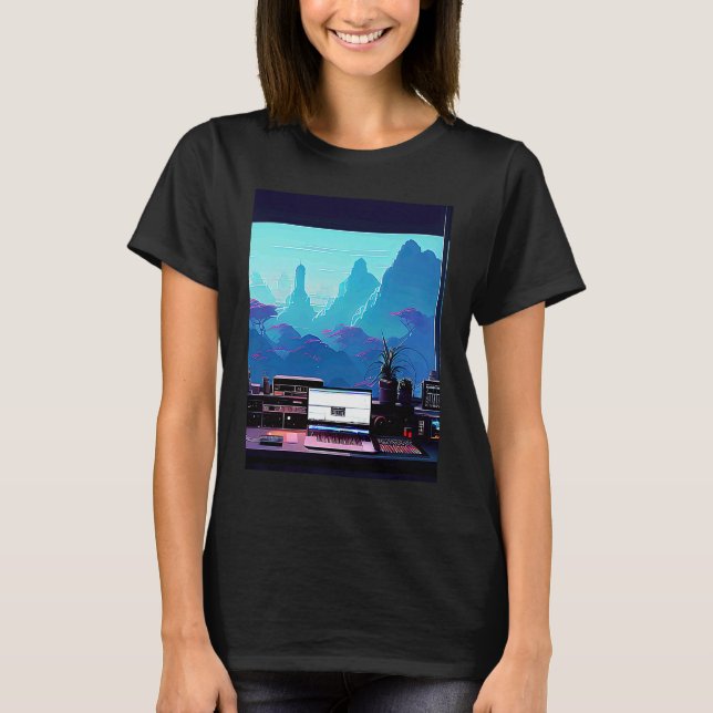 Lo fi hip hop chillhop chill beats studio aestheti T-Shirt (Front)