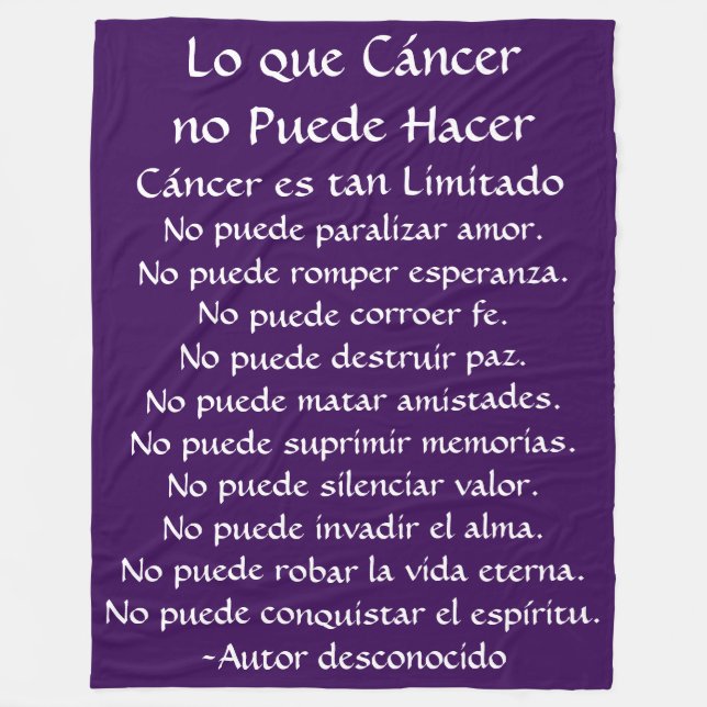 Lo que Cáncer no Puede Hacer Fleece Chemo Blankets (Front)