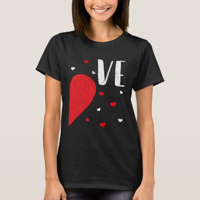 LO VE Valentines Day Matching Couples Shirt Heart  (Front)