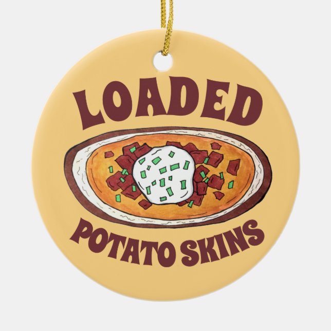 Loaded Potato Skins Snack Food Appetizer Bacon Ceramic Tree Decoration (Front)