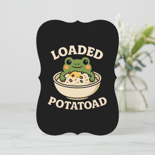 Loaded Potato Toad Funny Frog  Design  Invitation (Standing Front)