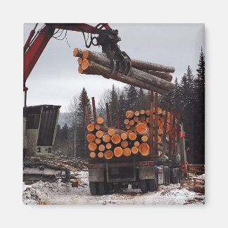 Loading a Logging Truck Magnet