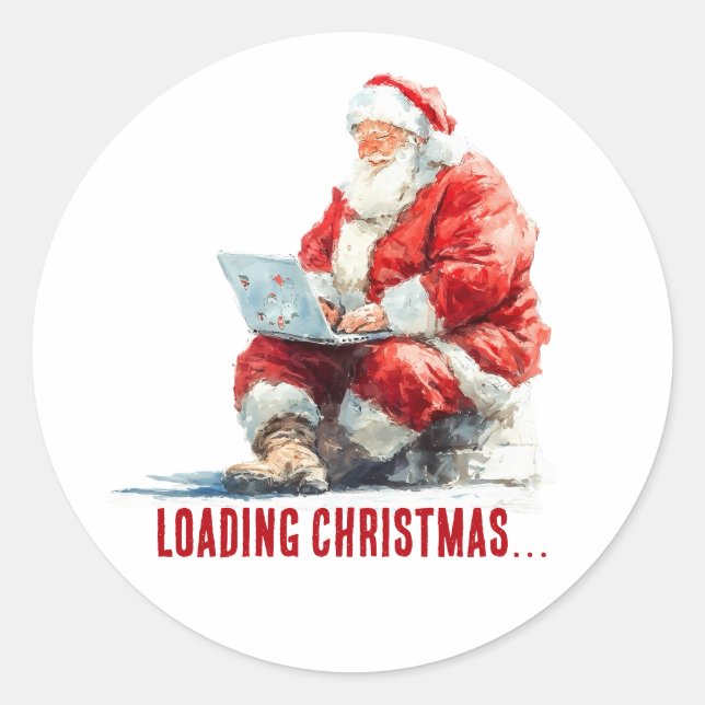 Loading Christmas Funny Santa Design Classic Round Sticker (Front)
