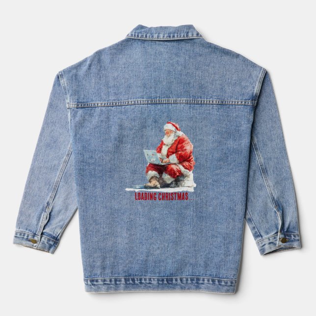 Loading Christmas Funny Santa Design Denim Jacket (Back)