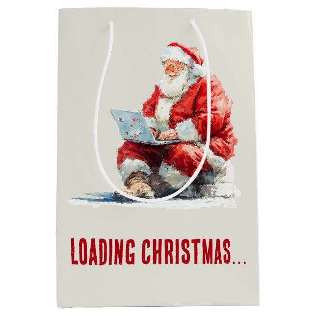 Loading Christmas Funny Santa Design Medium Gift Bag (Front)