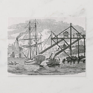 Loading Coal on Cargo Ships Postcard