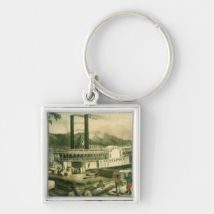 Loading Cotton on the Mississippi, 1870 Key Ring