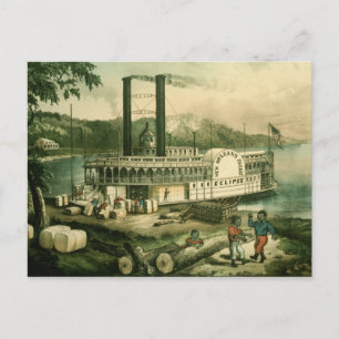Loading Cotton on the Mississippi, 1870 Postcard
