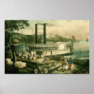 Loading Cotton on the Mississippi, 1870 Poster