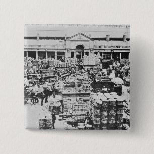 Loading Fruit at Covent Garden Market, 1900 15 Cm Square Badge