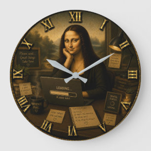 Loading Funny Mona Lisa Gift for Home Office Large Clock