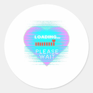 Loading Heart Retro Gamer Classic Round Sticker