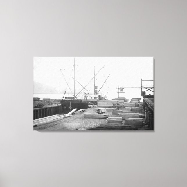 Loading Lumber in General Hubbard Ship Canvas Print (Front)