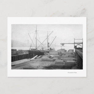 Loading Lumber in General Hubbard Ship Postcard