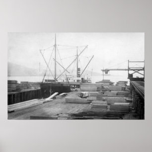 Loading Lumber in General Hubbard Ship Poster