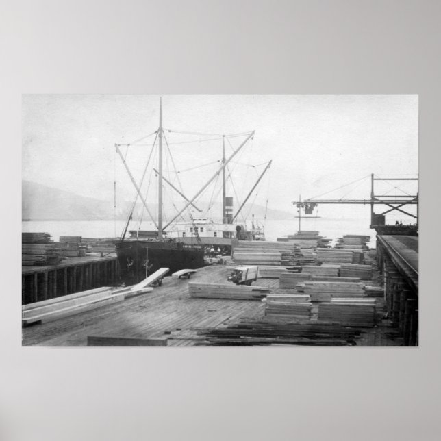 Loading Lumber in General Hubbard Ship Poster (Front)
