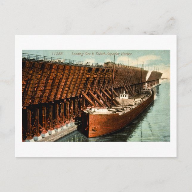 Loading Ore in Duluth-Superior Harbour Holiday Postcard (Front)