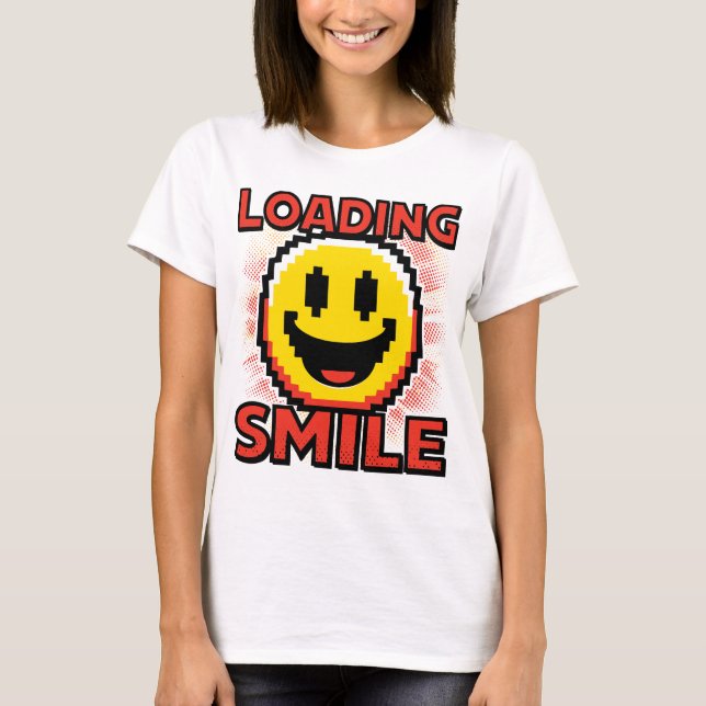 Loading Smile – Retro Pixel Art 8-Bit Smiley Face T-Shirt (Front)