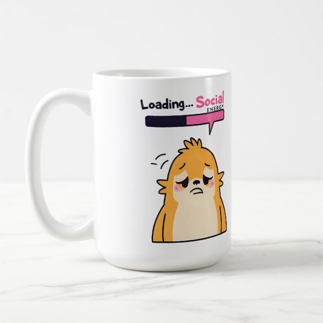 Loading… Social Energy – Cute Tired Doodle Charact Coffee Mug (Left)