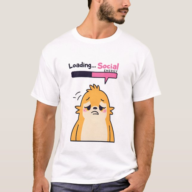 Loading… Social Energy – Cute Tired Doodle Charact T-Shirt (Front)