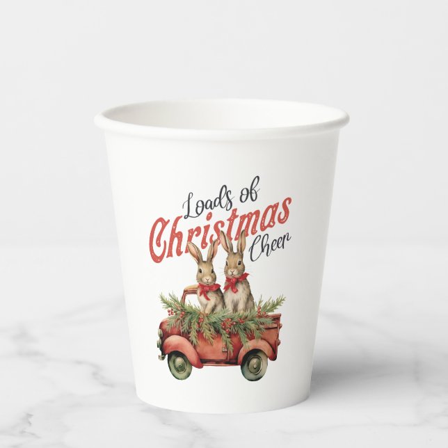 Loads of Christmas Cheer Rabbits in Red Truck Paper Cups (Front)