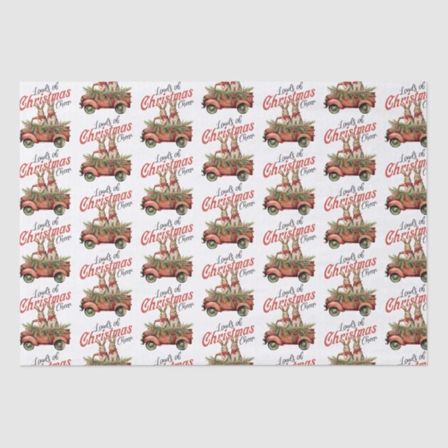 Loads of Christmas Cheer Rabbits in Red Truck Tissue Paper (Front)