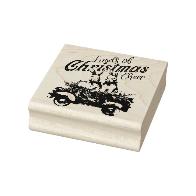 Loads of Christmas Cheer Rabbits in Retro Truck Rubber Stamp (Stamp)