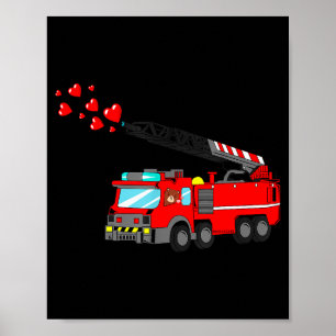 Loads Of Love Firetruck Valentine Day - Firefighte Poster