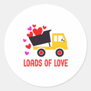 Loads Of Love Toddler Truck Valentines Day For K  Classic Round Sticker