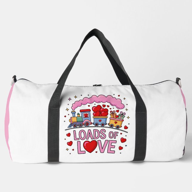 Loads of Love Valentine Heart Train Duffle Bag (Front)