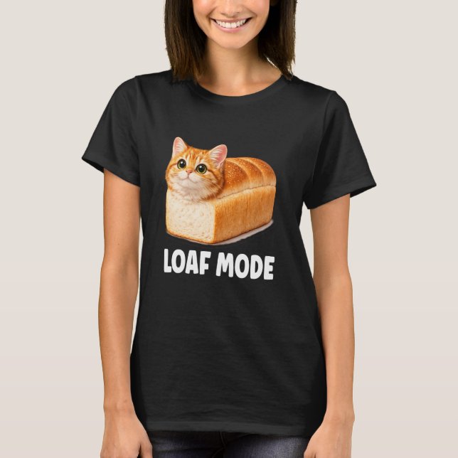 Loaf Mode Orange Cat Funny Cute Bread Meme T-Shirt (Front)